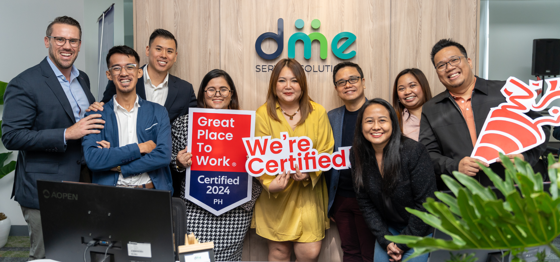 DME Service Solutions Philippines celebrates GPTW™ certification during its BGC office inauguration.